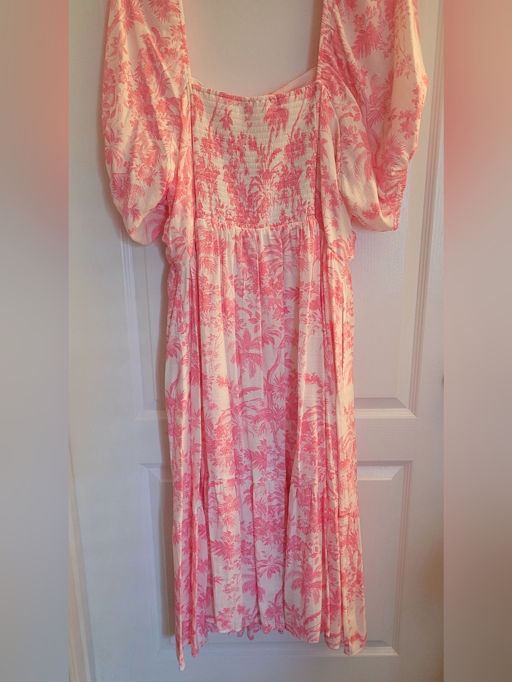 LC Lauren Conrad Pink Toile Square-Neck Midi Dress - Picture 7 of 9